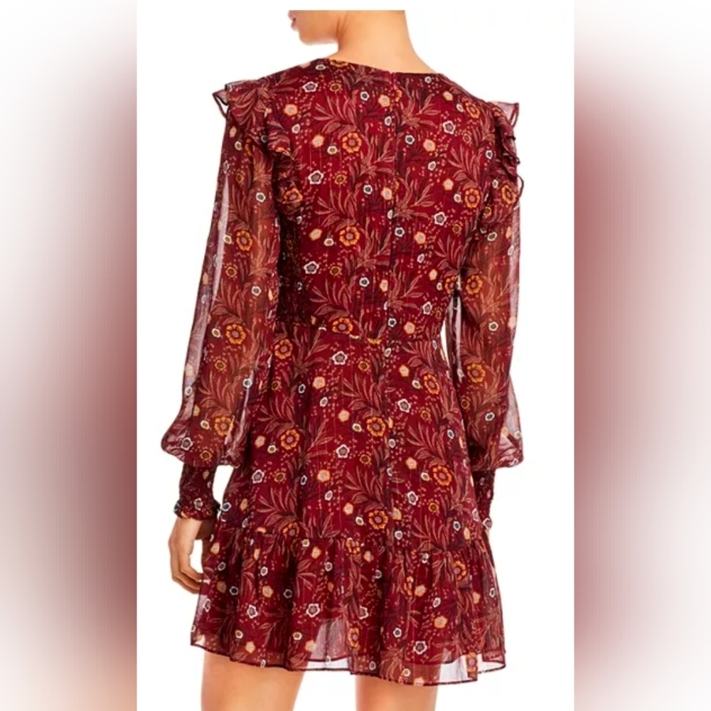 AQUA Floral V-Neck Mini Dress - XS - Bloomingdale's Exclusive - Like New - Picture 7 of 11